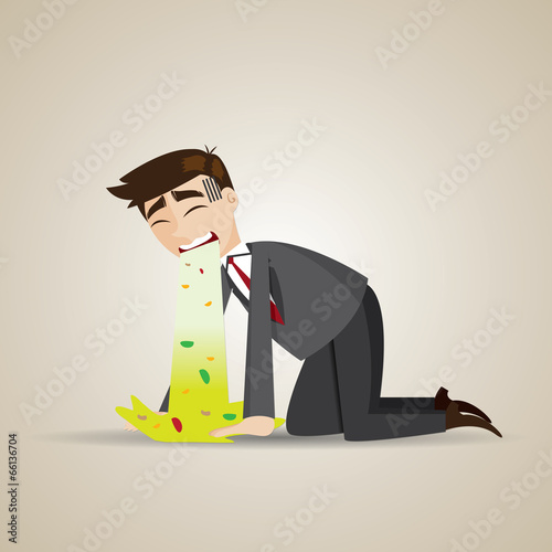 cartoon businessman puke on floor
