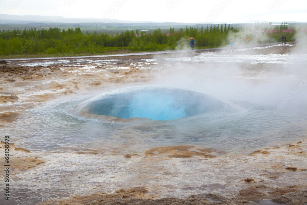 Bubble appear before the eruption of the geyser Strokkur Bubble appear before the eruption of the geyser Strokkur
