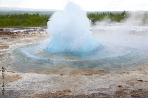 Start of eruption of the geyser Strokkur, Iceland