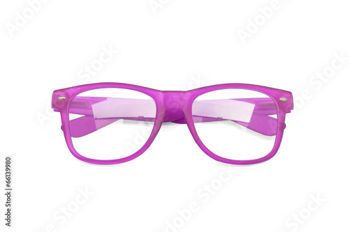 Violet glasses isolated on white background
