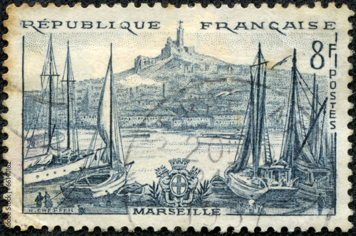 stamp printed in the France shows Port Marseilles