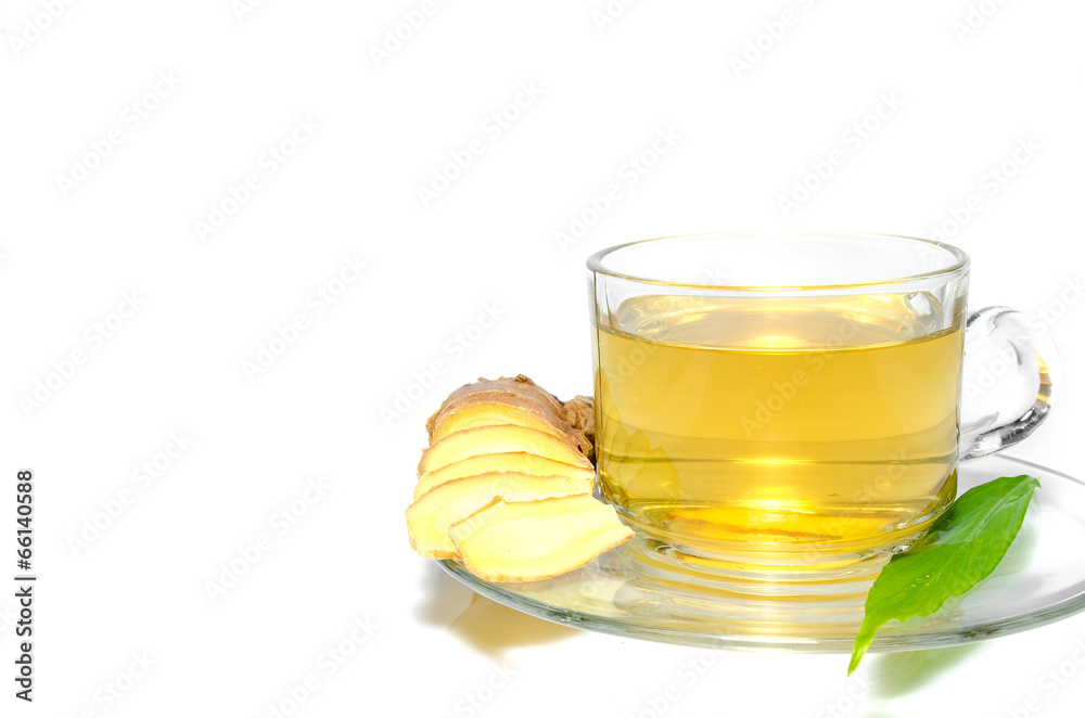 Tea with Ginger Root isolate on white background