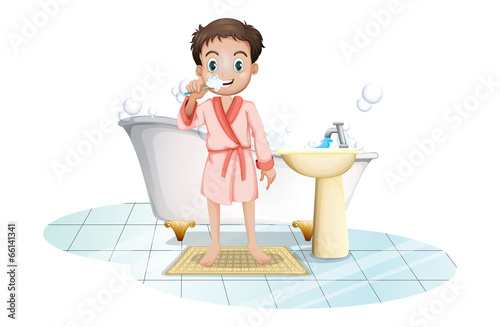 A man brushing his teeth