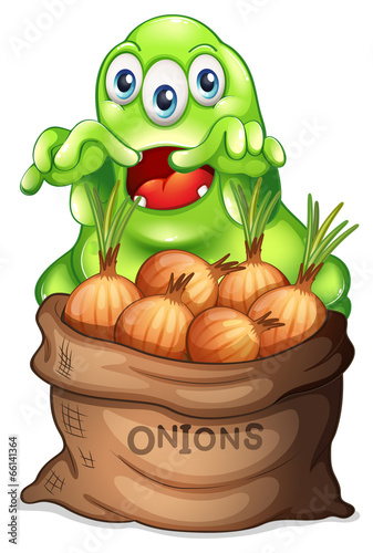 A sack of onions with a monster