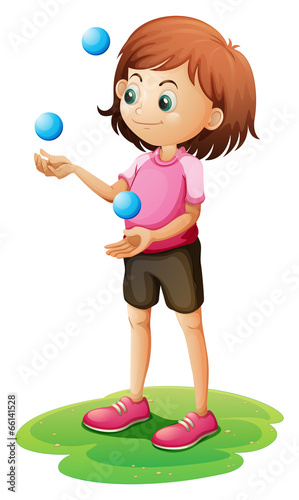 A girl juggling