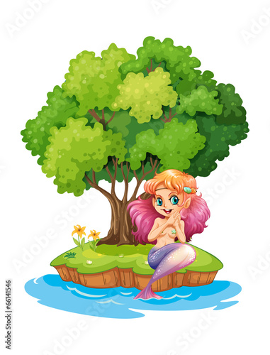 A mermaid in the island