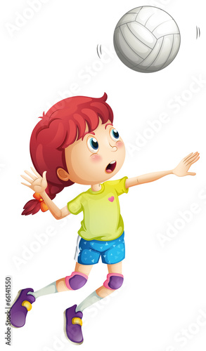 A girl playing volleyball