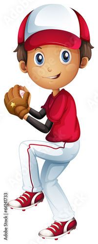 A young baseball catcher