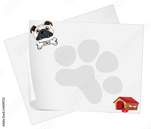 Empty papers with a dog