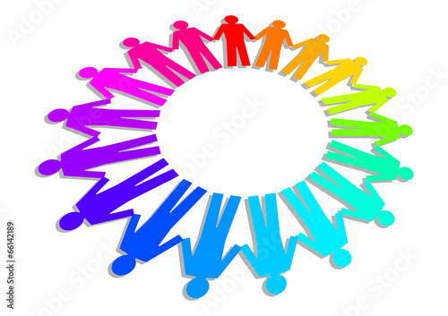 Menschenkreis in Regenbogenfarben