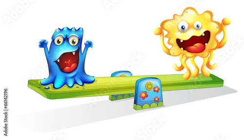 Two monsters playing happily