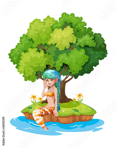 A mermaid in the island