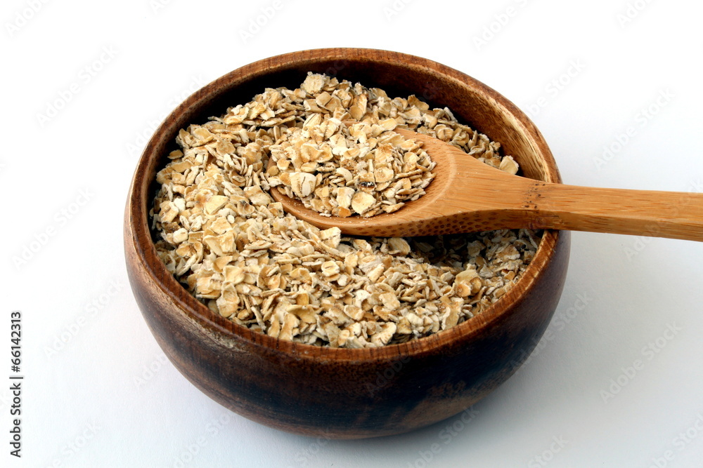 Oatmeal in a wood bowl Oatmeal in a wood bowl
