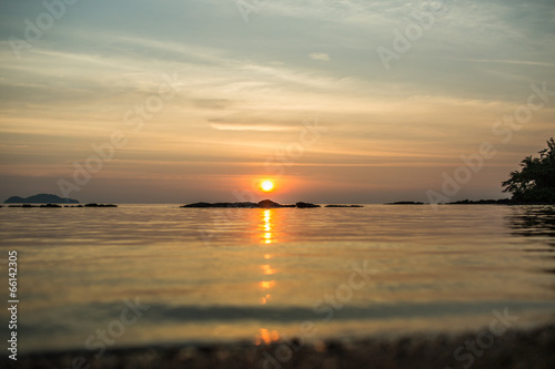 The large blue sky and seascape