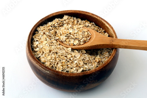 Oatmeal in a wood bowl