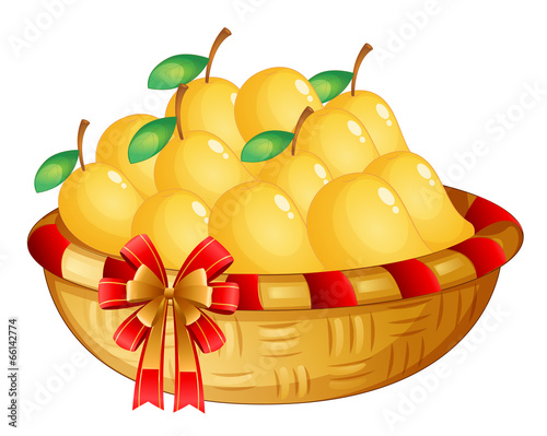 A basket of ripe mangoes