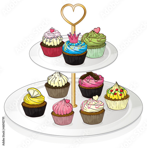 A tray with cupcakes