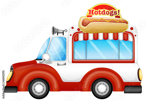 A vehicle selling hotdogs