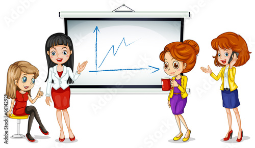 Girls near the bulletin board