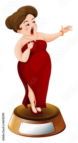 A fat girl with a red dress