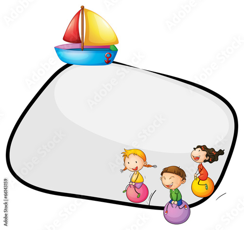 An empty template with kids playing and a ship