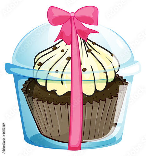 A disposable cup with a pink ribbon
