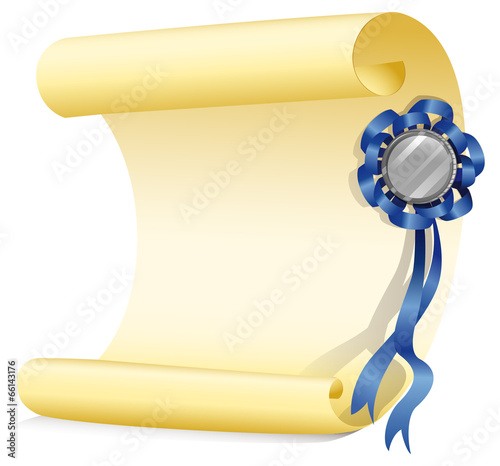 An empty paper with a ribbon