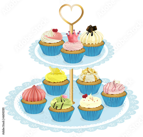 A tray with cupcakes