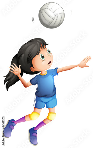 A young lady playing volleyball