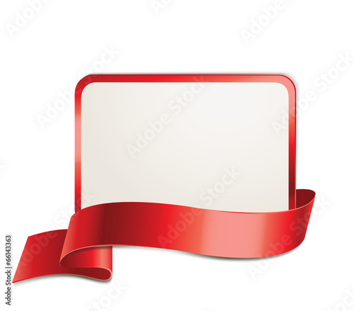 Schild mit Banderole - Rot