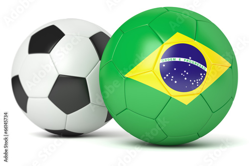 Classic and Brazilian soccer balls isolated on white background