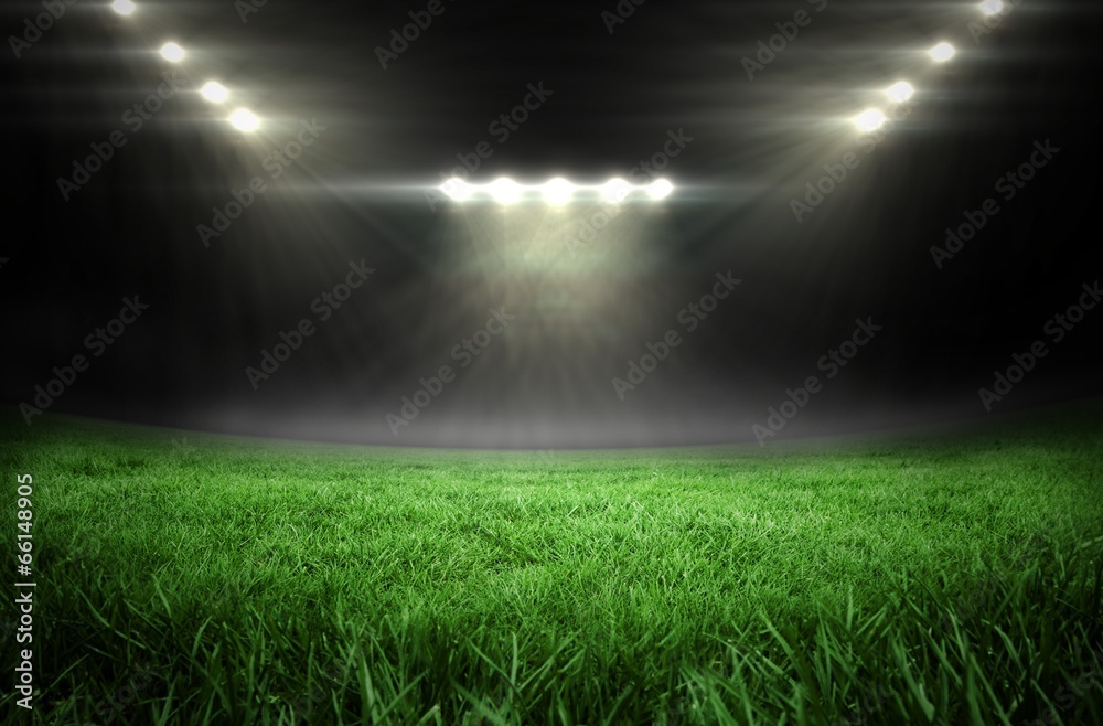 Football pitch with bright lights