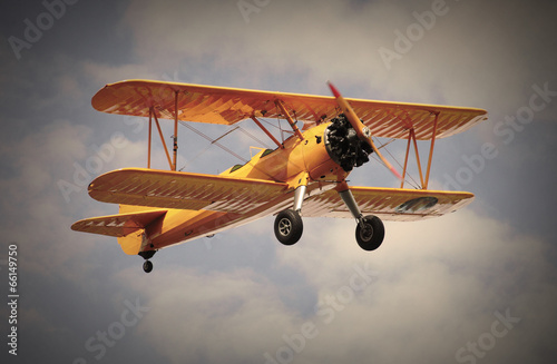 Retro style picture of the biplane.