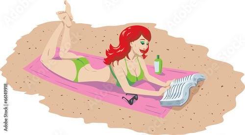 Girl reading book on the beach