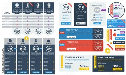 Pricing tables vector set