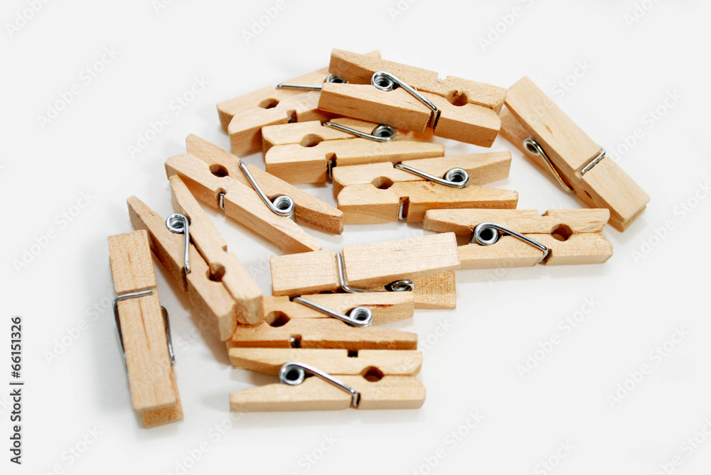 A Cluster of Old Wooden Clothes Pins