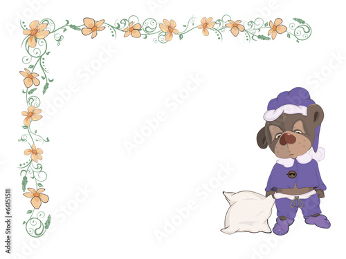 Sleepy bear and pillow postcard
