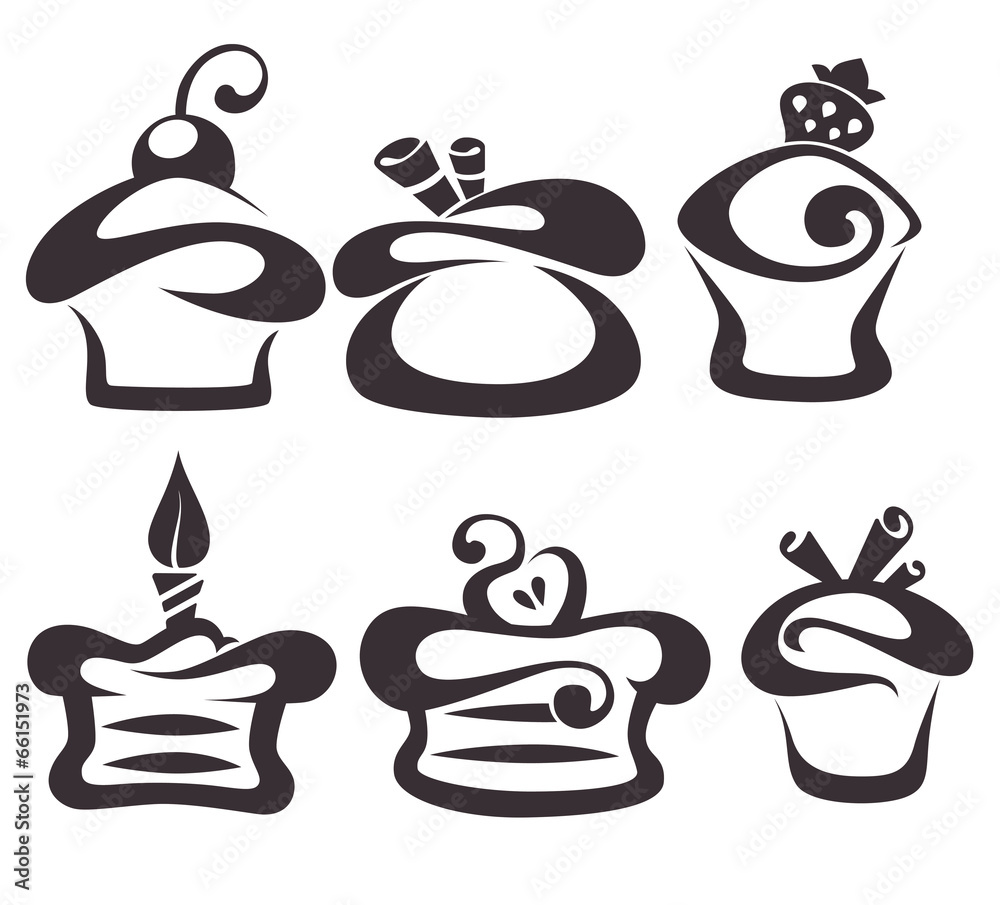 Vector collection of cakes images, symbols and emblems Vector collection of cakes images, symbols and emblems