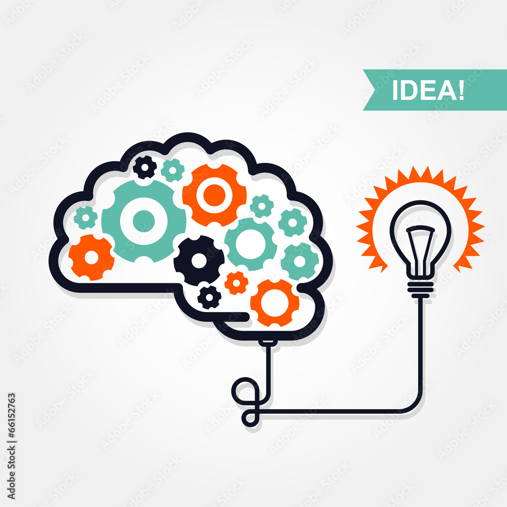 Business idea or invention icon -  brain - obrazy, fototapety, plakaty 