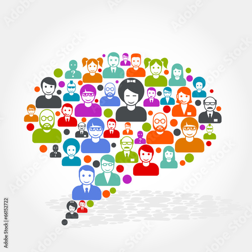 Social networking - speech bubble made of people icons
