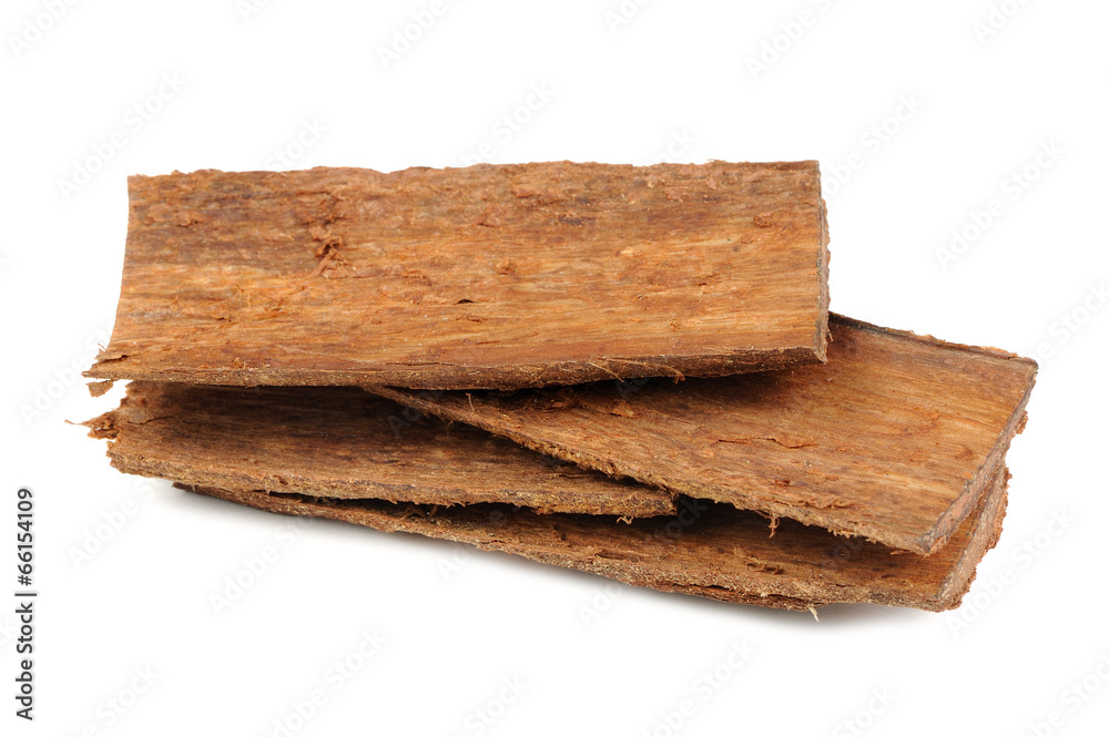 Pile of Tree Bark Pieces Isolated on White Background