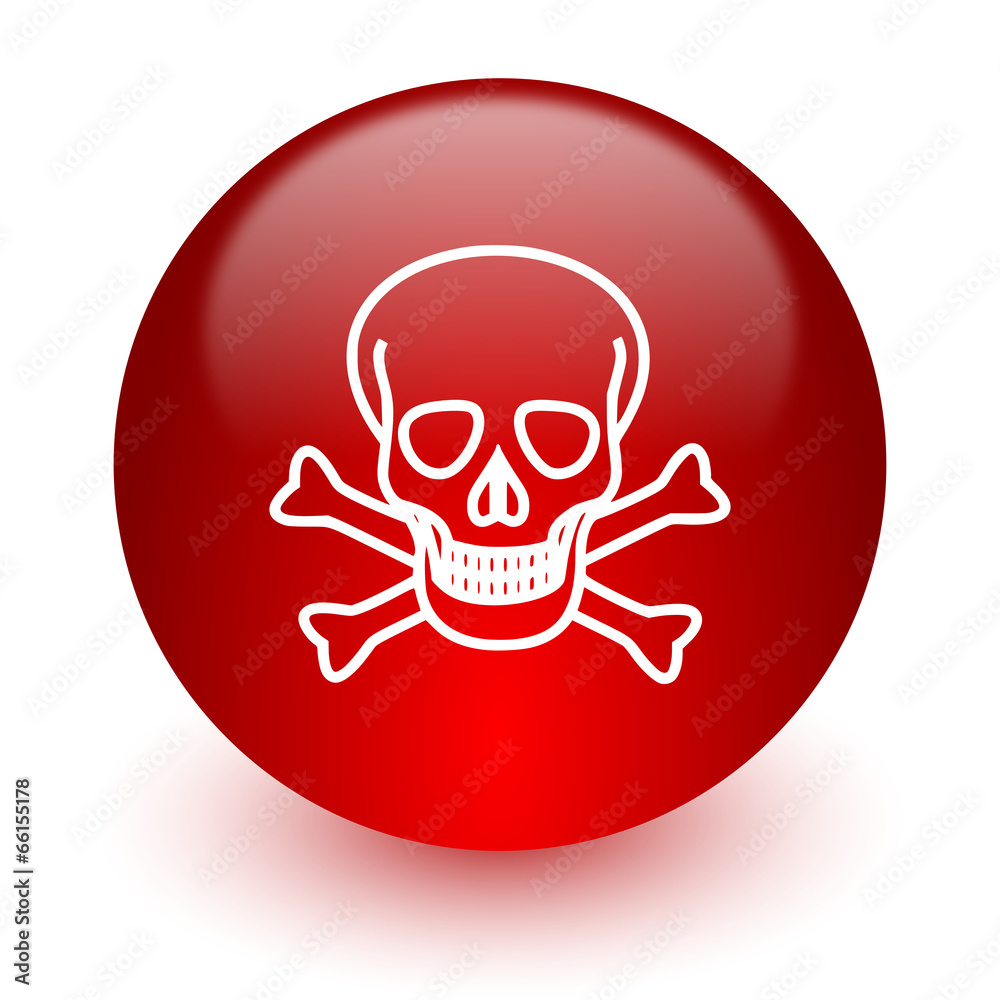 skull red computer icon on white background