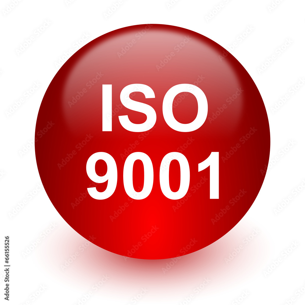 iso 9001 red computer icon on white background iso 9001 red computer icon on white background