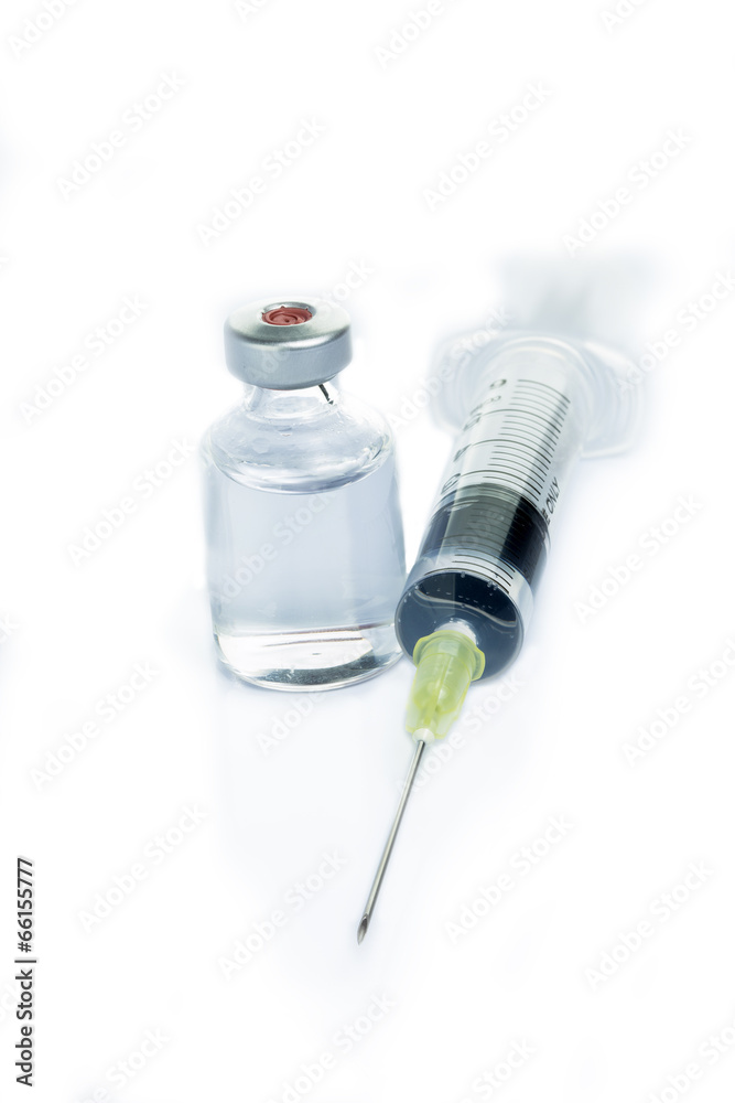 Glass Medicine Vial botox or flu with medical Syringe Glass Medicine Vial botox or flu with medical Syringe