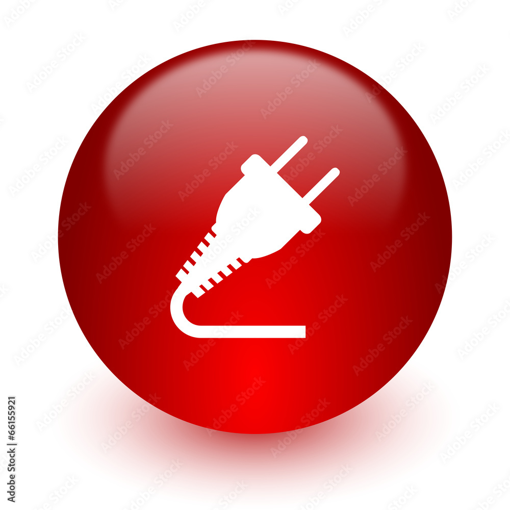 plug red computer icon on white background plug red computer icon on white background