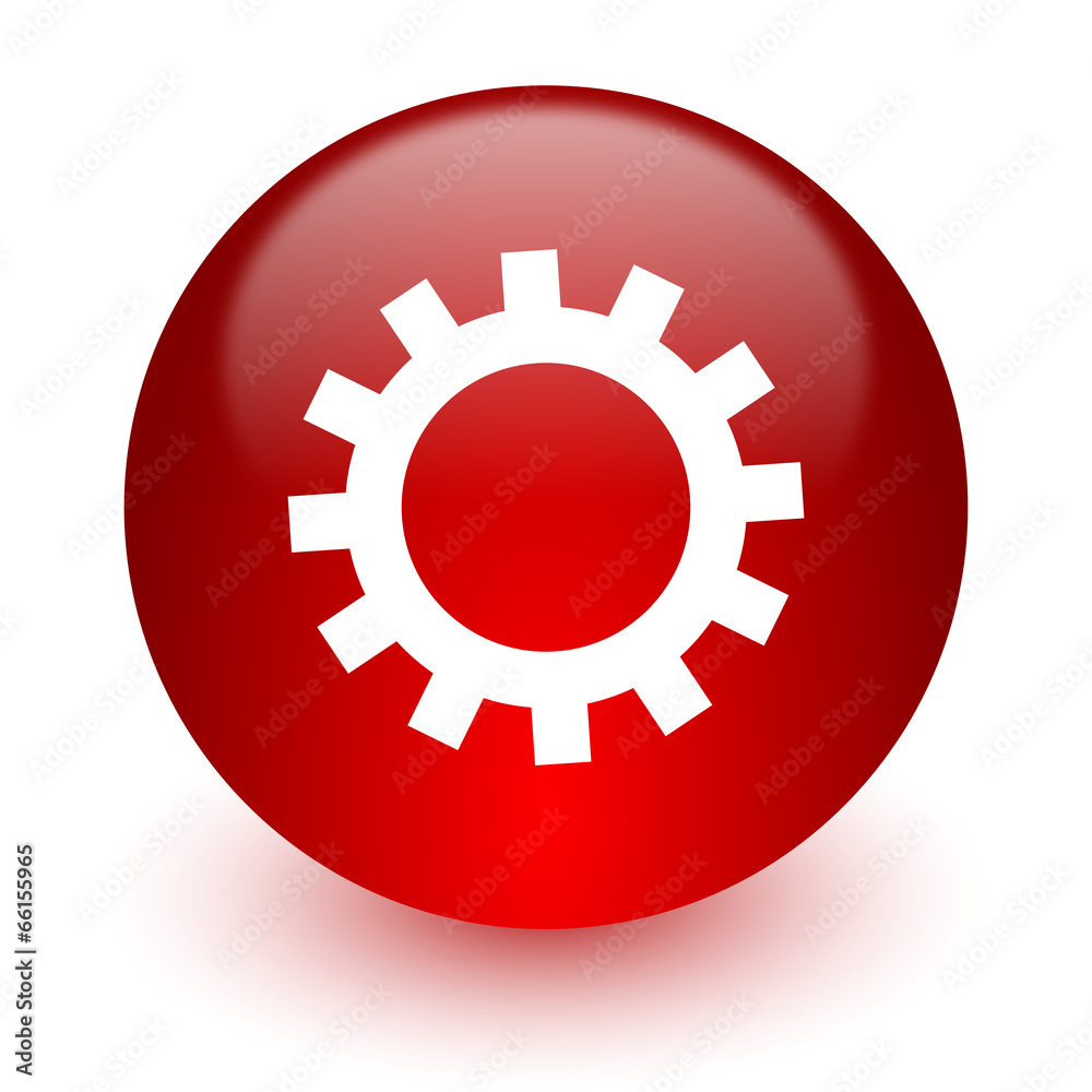 gear red computer icon on white background gear red computer icon on white background