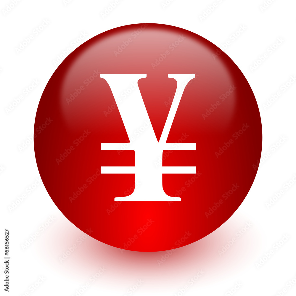 Obraz premium yen red computer icon on white background
