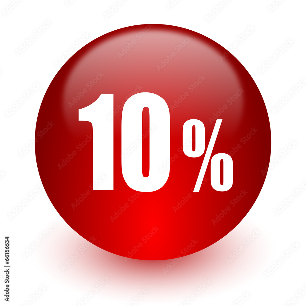 10 percent red computer icon on white background 10 percent red computer icon on white background