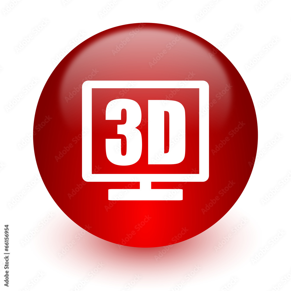 3d display red computer icon on white background 3d display red computer icon on white background