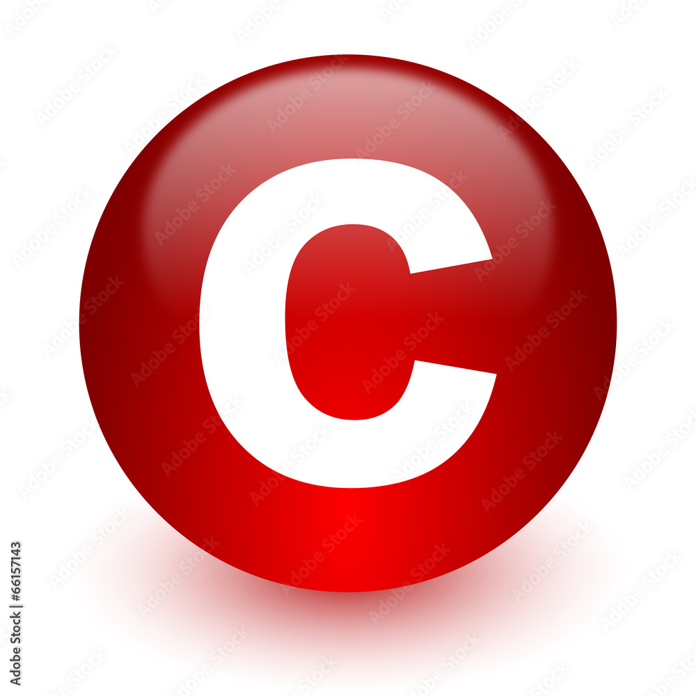 copyright red computer icon on white background copyright red computer icon on white background